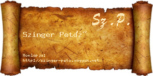 Szinger Pető névjegykártya